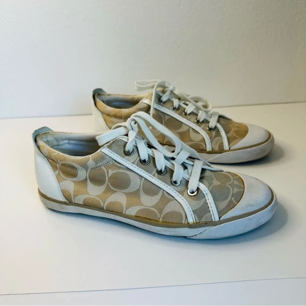 Coach Tan C Logo Sneakers Size 8.5